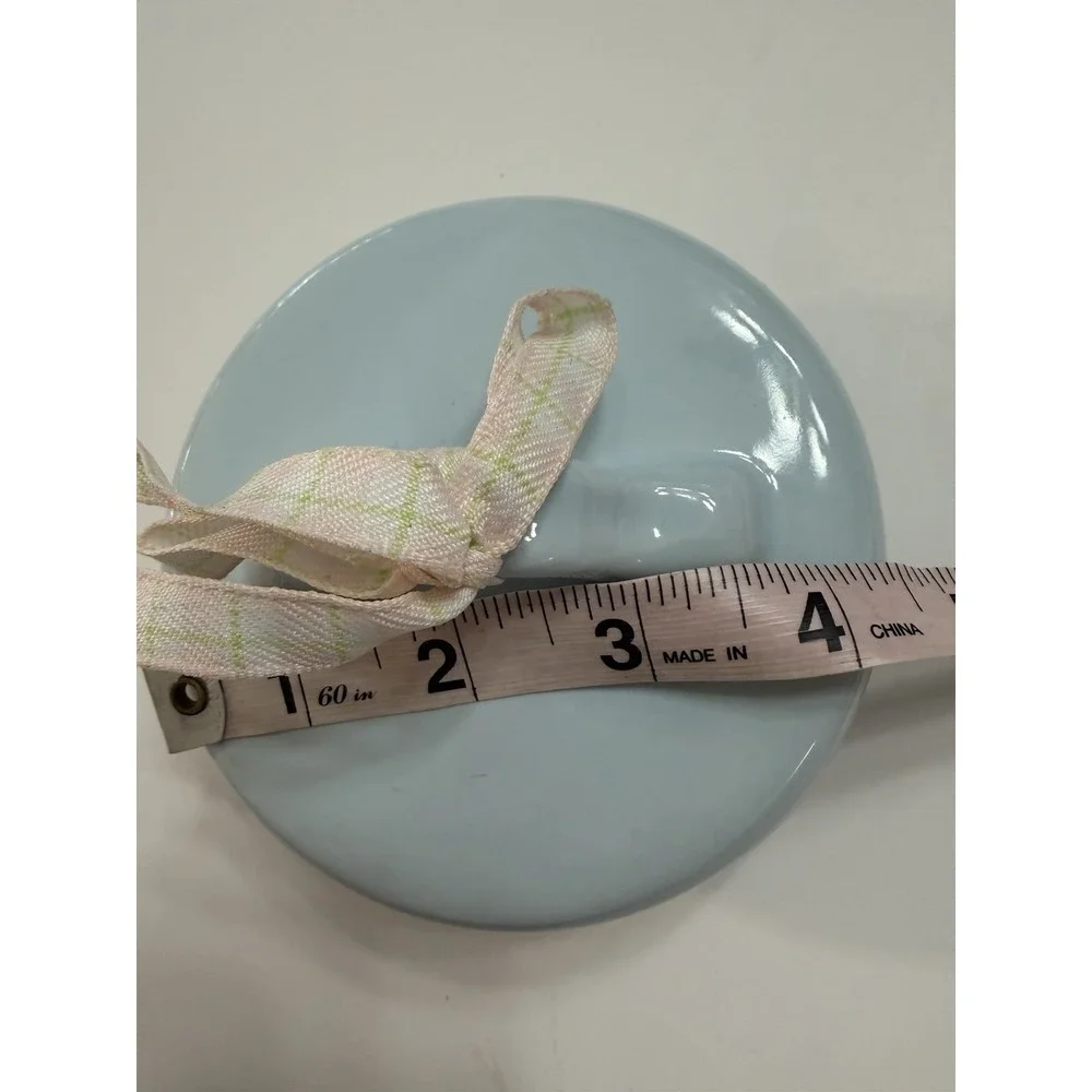 Ceramic Canister Replacement Lid Light Blue Plaid Ribbon Airtight Seal 4 Inch